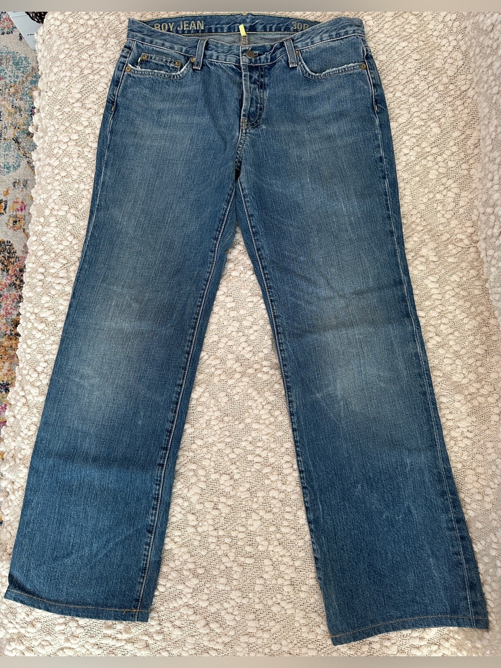 J. Crew Women’s “Boy Jean” 30R Aged Stonewash 100% Cotton Button Fly USA Vintage